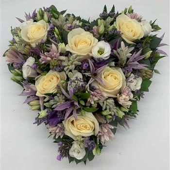 Cream &amp; Violet Floral Heart Tribute