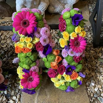 Vibrant Funeral Flower Letter Tribute