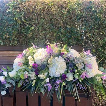 Purples, Whites &amp; Greens Casket Spray
