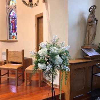 Church Pedestal Arrangement Whites