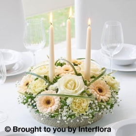 Pastel Rose & Germini Candle Centrepiece